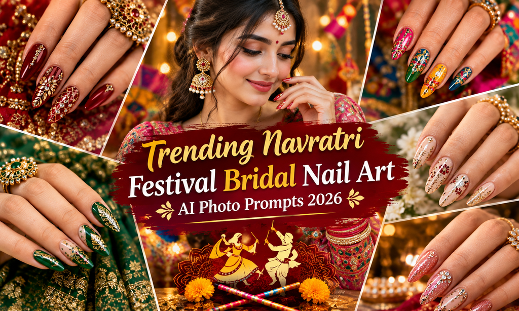 Navratri Festival Bridal Nail Art Photo Prompts